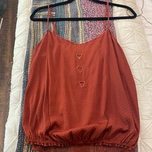 Free people orange silk polka dot bodysuit